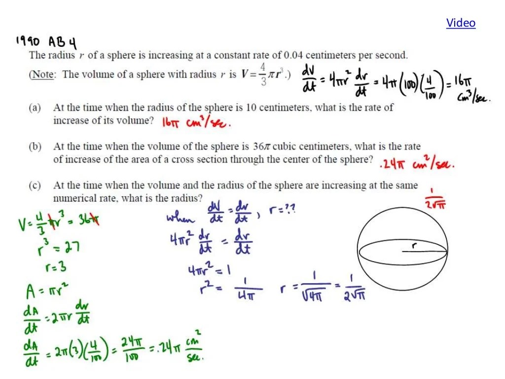 Ap calculus ab related rates frq