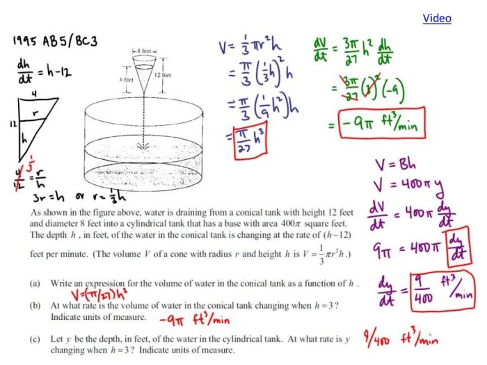 Ap calculus ab related rates frq